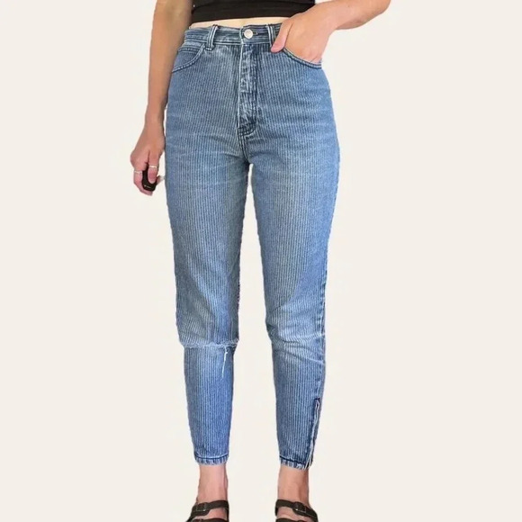 Vintage pinstriped designer jeans by Sergio Valente 24/25/26 XS - Picture 3 of 8